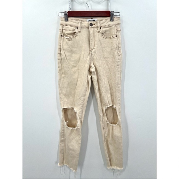 RSQ Woman's Tan / Cream Colored High Rise Straight Leg Jeans Size 24 - Picture 1 of 11
